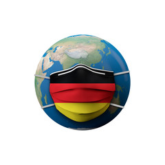 Fototapeta premium Germany flag protective medical mask. 3D Rendering