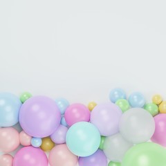 3d render top view of colorful pastel on white background with copy space.