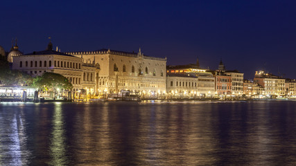 Venice night landscape with a view of the Grand Canal and Doge's Palace
