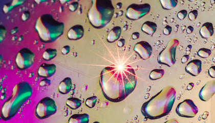 Beautiful abstract multi colored water drop of holographic effect. Background pattern for design....