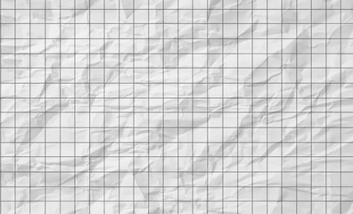 grid line paper of sheet, gray straight lines on crumpled white paper texture background, Illustration business office and the bathroom wall and education.