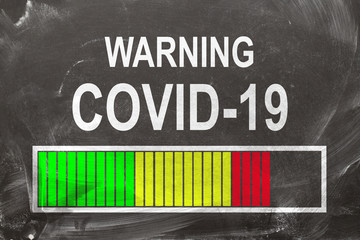 Warning Covid-19 on chalkboard
