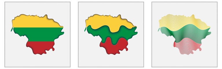 Lithuania coloring the map and concept flag. Vector