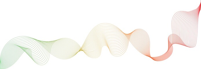 Curving ribbon of pale color. Line multicolor, horizontal.