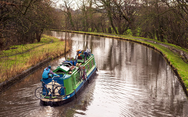 Canal boat, Lancaster Canal, Lancaster, England, UK