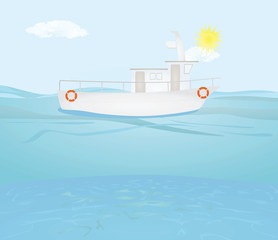 Obraz premium Fishing boat on sea. vector illustration