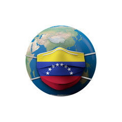 Venezuela flag protective medical mask. 3D Rendering