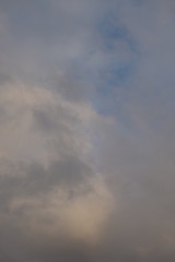 Clouds with sunlight and blue color during evening sunset 