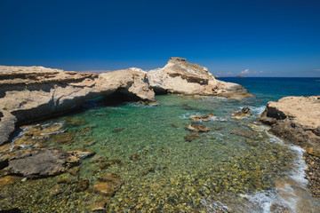 The beach of Agios Konstantinos in Milos, Greece