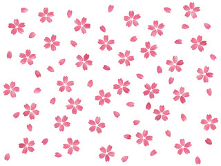 桜 壁紙　手描き風・全面・ランダム （濃紅）