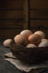 Natural, organic, bio easter eggs in nest
