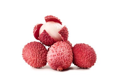 Tasty lychee isolated on white background