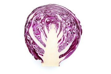 Fresh red cabbage isolated on white background