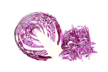 Fresh red cabbage isolated on white background