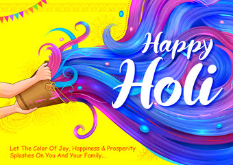 illustration of abstract colorful Happy Holi background card design for color festival of India celebration greetings - 328131705