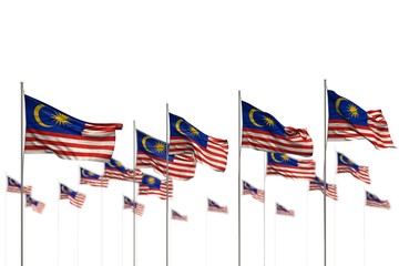 beautiful Malaysia isolated flags placed in row with bokeh and space for your text - any celebration flag 3d illustration..