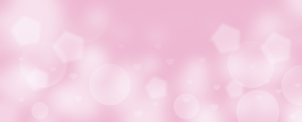 Abstract pink bokeh banner background with hearts - birthday, father's day, valentine's day...