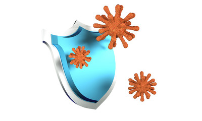 Antibacterial or anti virus shield, health protect concept. 3D rendering
