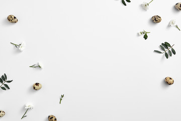 Spring composition on white background with copy space