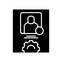 Profile settings black icon, concept illustration, vector flat symbol, glyph sign.