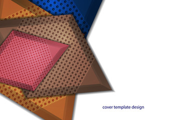 Colored bright rhombs with decorative perforation elements on a white background. Abstract modern geometric design. Hi-tech template for web page, banners, covers, fabric.