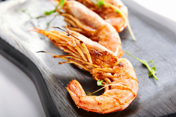 Argentinian shrimps close uo view
