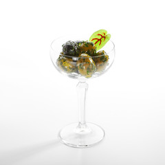 Olive mix with spiced oil and garlic