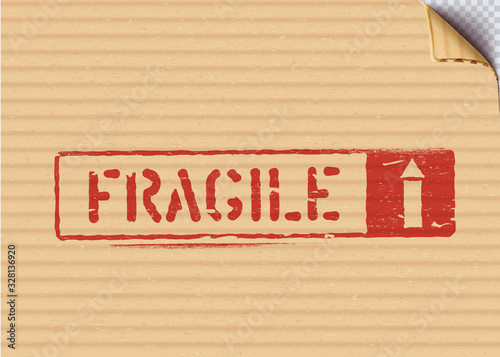 Grunge Fragile Box Sign For Logistics Or Cargo Means This Way Up Handle With Care Vector Illustration With Bent Cardboard Corner Wall Mural Voinsveta Grunge Fragile Box Sign For Logistics Or Cargo Means This Way Up Handle With Care Vector Illustration With Bent Cardboard Corner Wall Mural Voinsveta