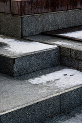 Abstract of granite blocks and snow