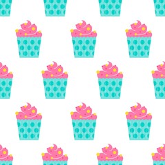 Cupcake seamless vector pattern