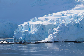Fractured glacier along the Gerlache Strait on the Danco Coast, Antarctica