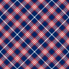  Blue, Red and White of Patriotic Tartan Seamless Patterns
