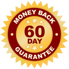 60 Day Money Back Guarantee product label or badge or sticker image isolated on white background