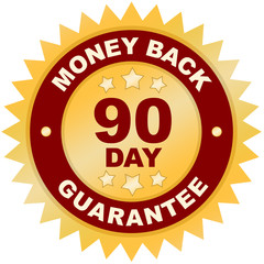 90 Day Money Back Guarantee product label or badge or sticker image isolated on white background