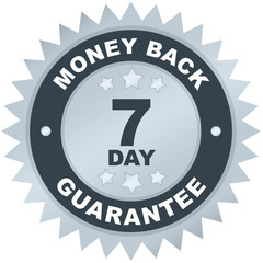 7 Day Money Back Guarantee product label or badge or sticker image isolated on white background