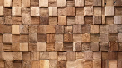 Brown wooden cubes texture background