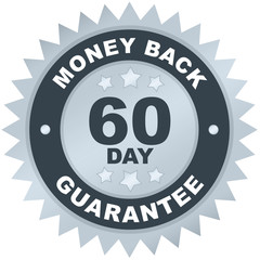 60 Day Money Back Guarantee product label or badge or sticker image isolated on white background