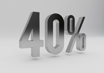 40 percents discount symbol with reflection isolated white background