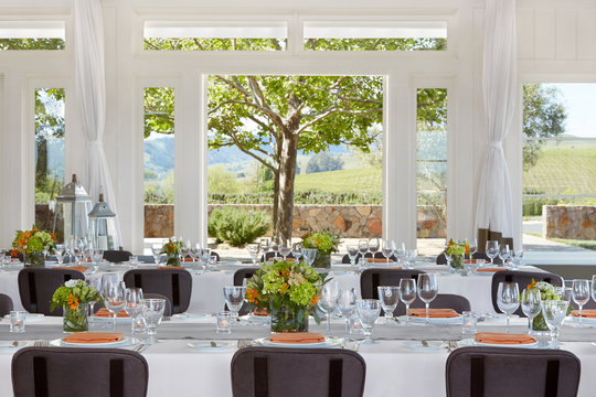 Wedding reception table setting at a luxury resort