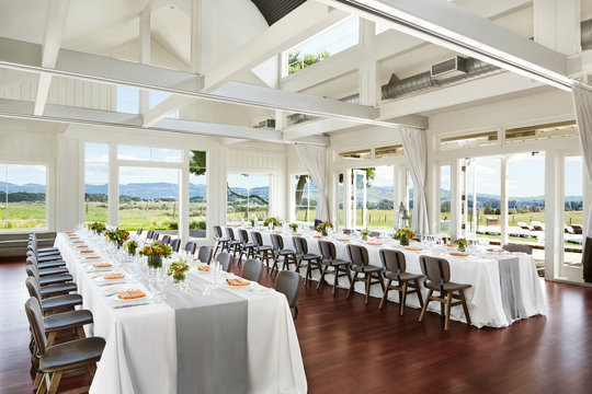 Wedding reception table setting at a luxury resort