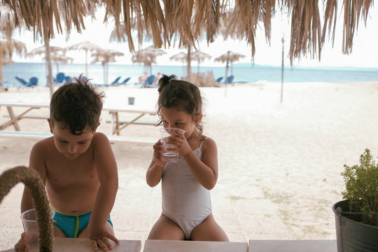 Little children at the beach