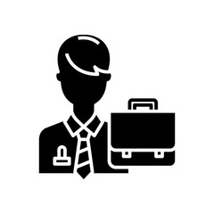 Office clerk black icon, concept illustration, vector flat symbol, glyph sign.