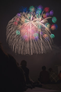The Fireworks with Silhouette of Audience