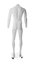Male ghost headless mannequin with removable pieces isolated on white, back view