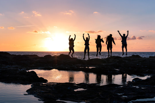 Friends at sunset
