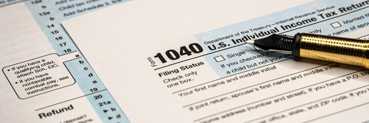 Tax forms 1040. U.S Individual Income Tax Return.