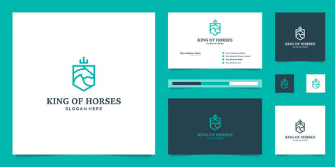 elegant king horse with stylish graphic design and name card inspiration luxury design logo