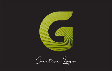 G Letter Logo with Palm Tree Leaf Pattern Design.