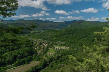 Naklejka na ściany i meble View point Skalka rock over valley of river Hornad in summer hot day