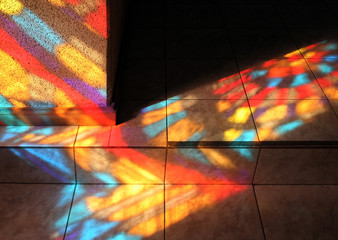 shadow from a stained-glass window